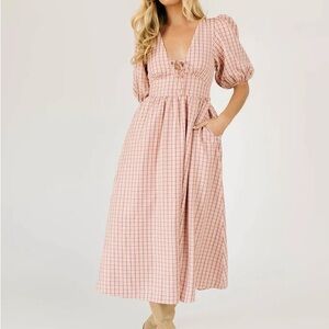 ADELINE MIDI DRESS // PINK PLAID *ZOCO EXCLUSIVE*